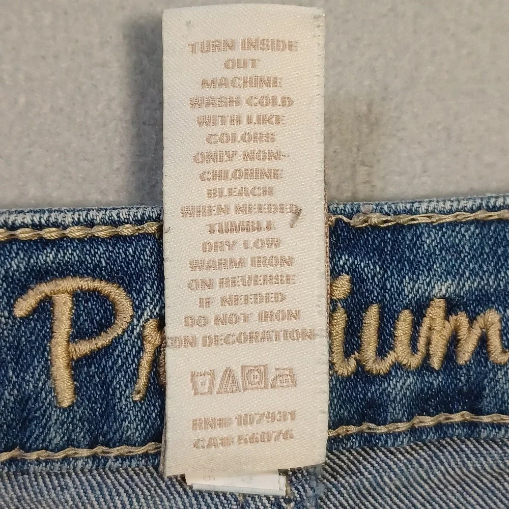 Justice Premium Girls‎ Denim Shorts Size 12S Blue Crochet Lace Side Frayed Hem